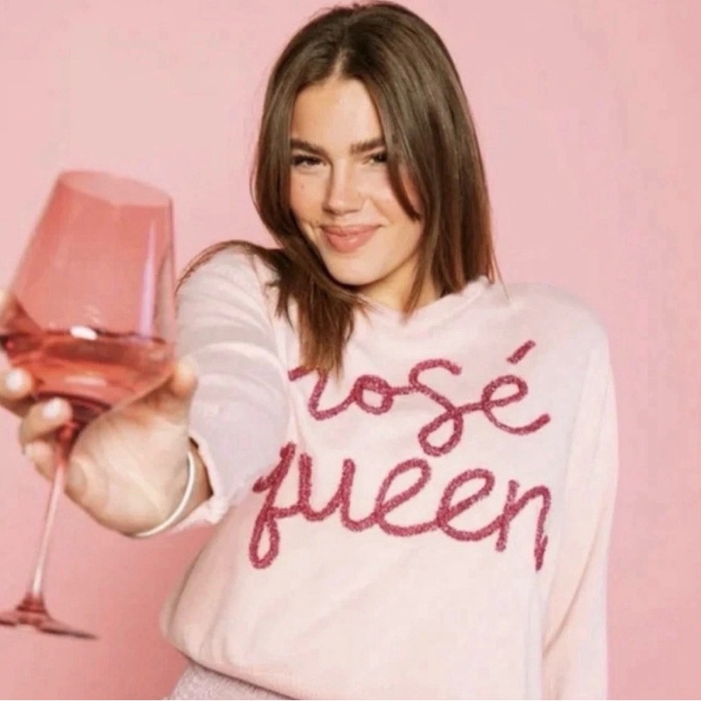 QUEEN OF SPARKLES Pink V-Neck Sweater